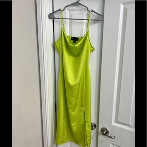 Bright beautiful silky cowl neck dress